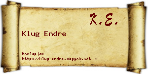 Klug Endre névjegykártya